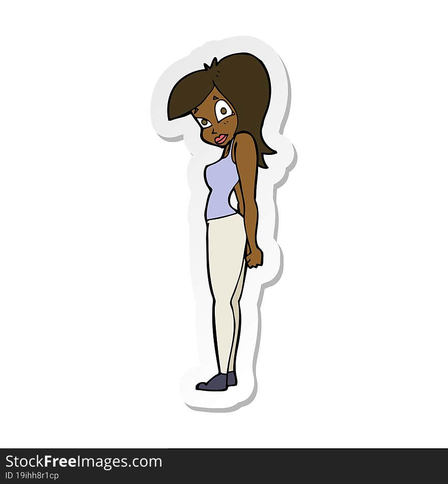 sticker of a cartoon pretty woman