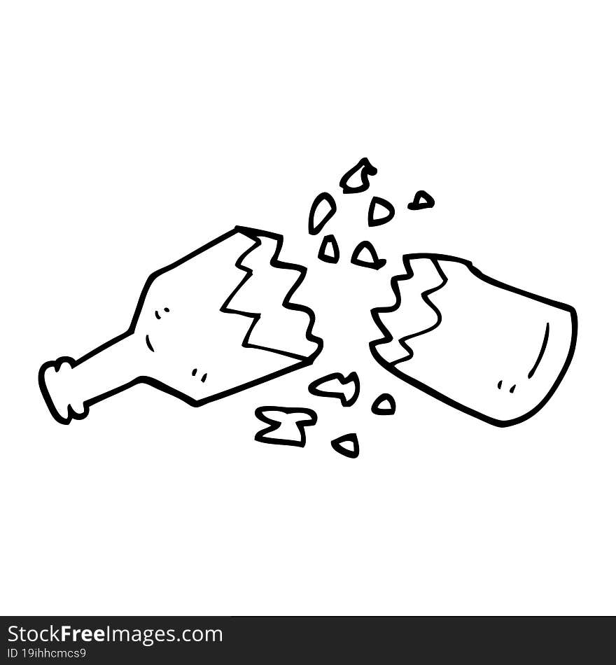 black and white cartoon  smashed glass bottle