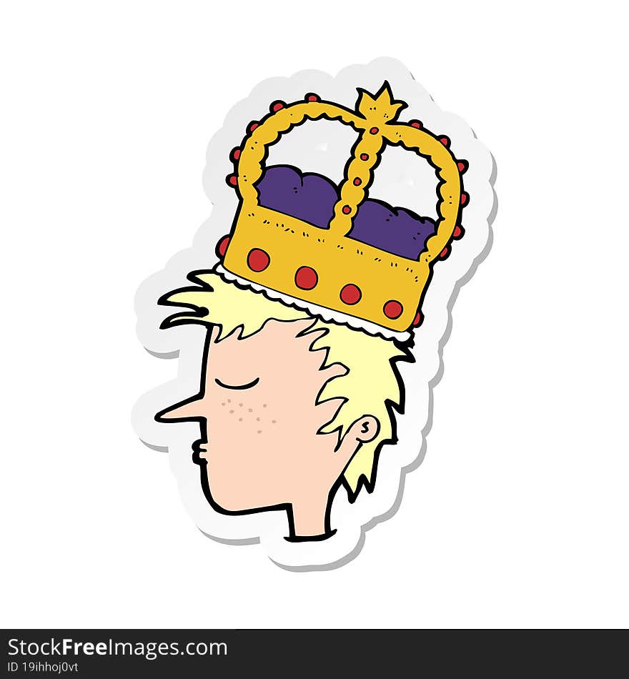 sticker of a cartoon person wearing crown