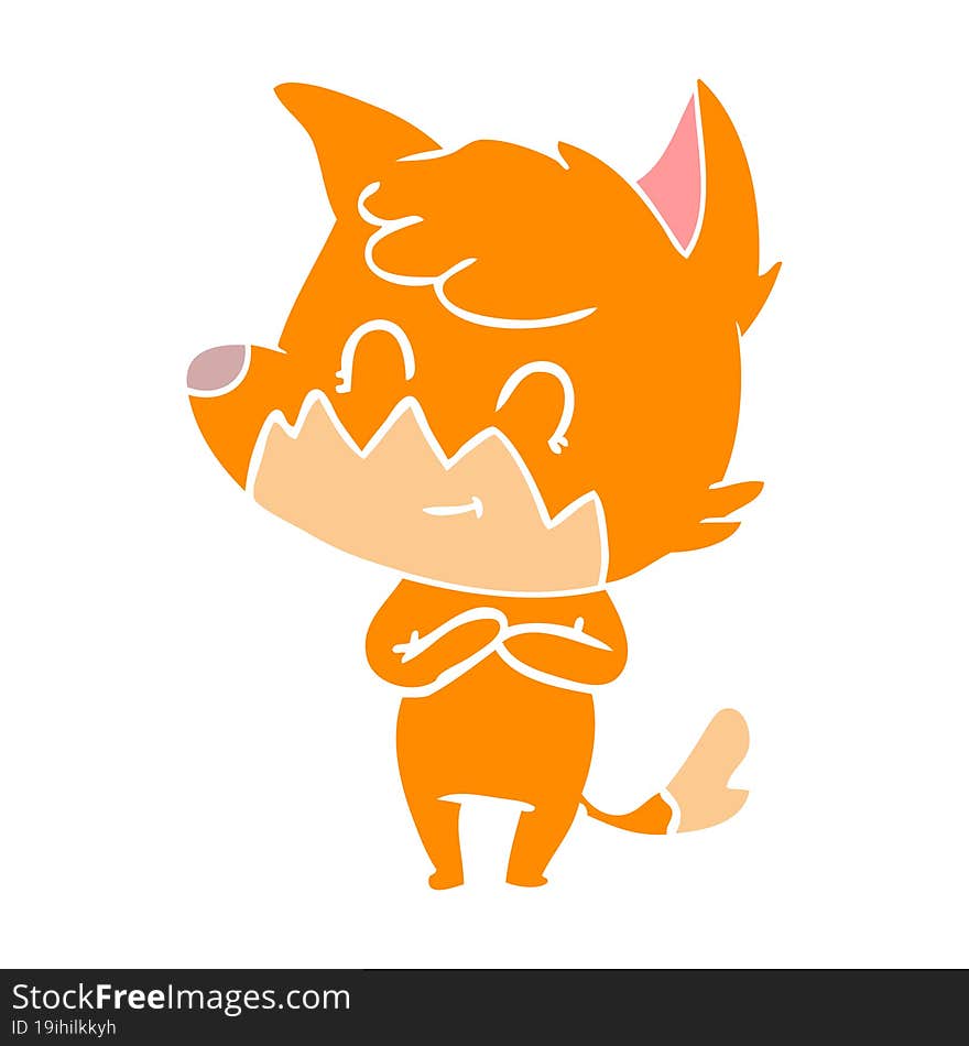 Flat Color Style Cartoon Friendly Fox