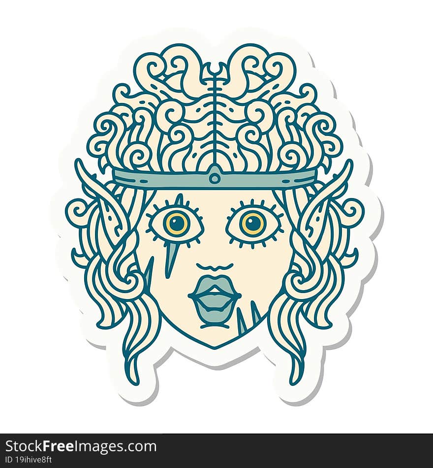 Elf Barbarian Character Face Sticker