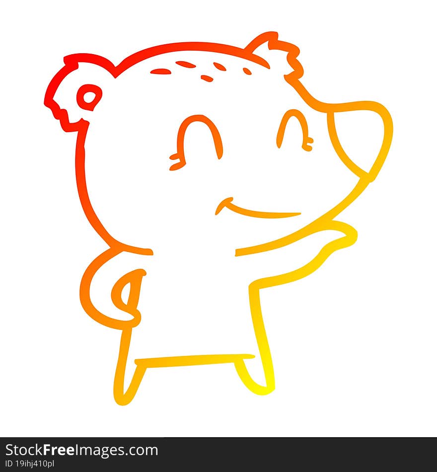 Warm Gradient Line Drawing Friendly Bear Cartoon