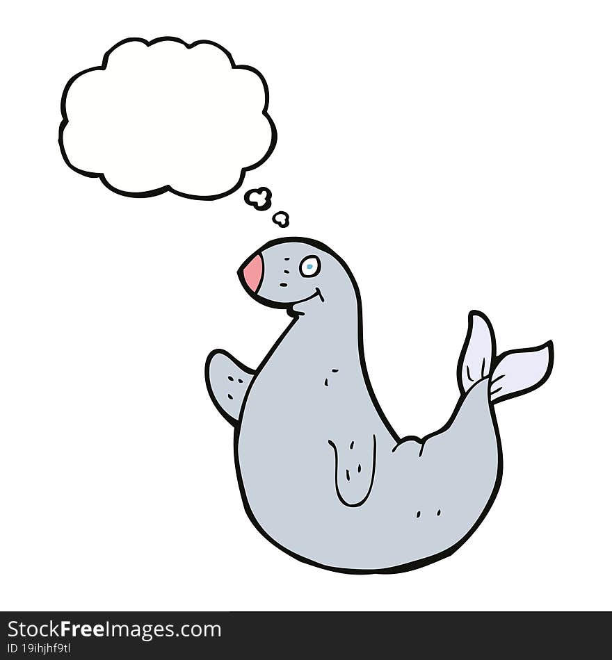 cartoon seal with thought bubble