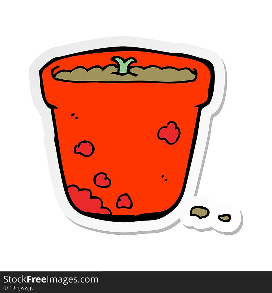 Sticker Of A Cartoon Flower Pot