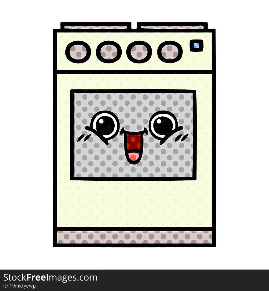 Comic Book Style Cartoon Kitchen Oven