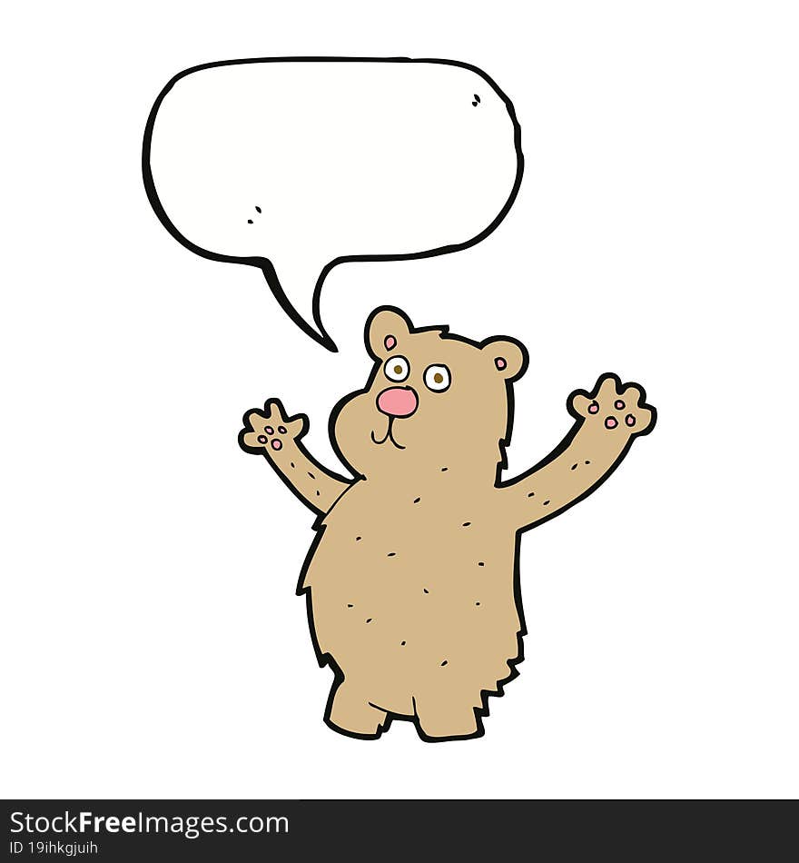 cartoon funny bear with speech bubble