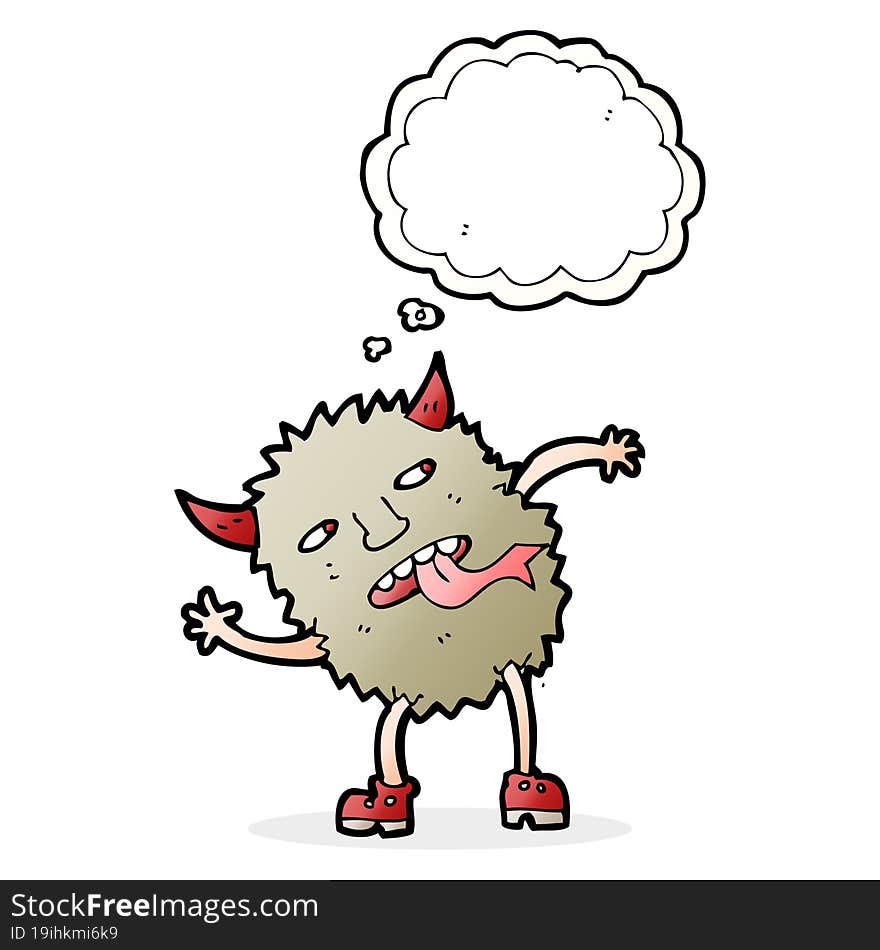 funny cartoon monster with thought bubble