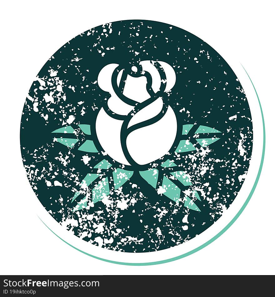 distressed sticker tattoo style icon of a single rose