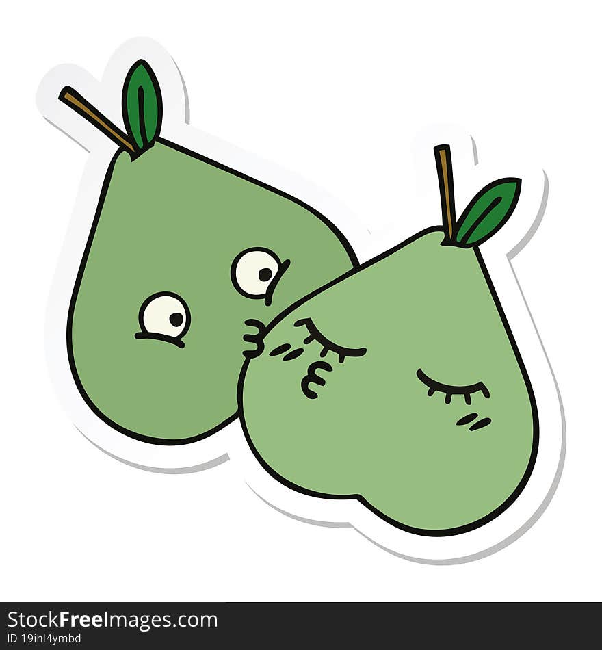 sticker of a cute cartoon green pear