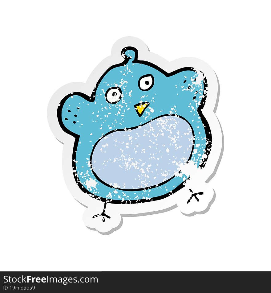 retro distressed sticker of a cartoon fat bird