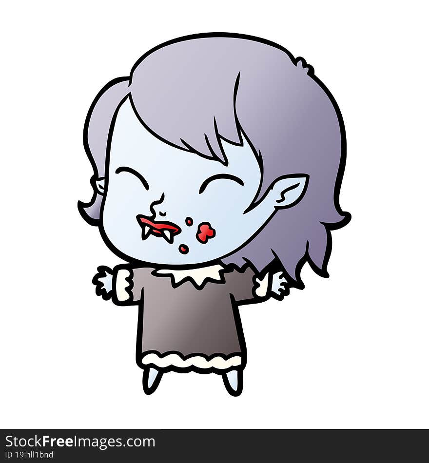 cartoon vampire girl with blood on cheek. cartoon vampire girl with blood on cheek