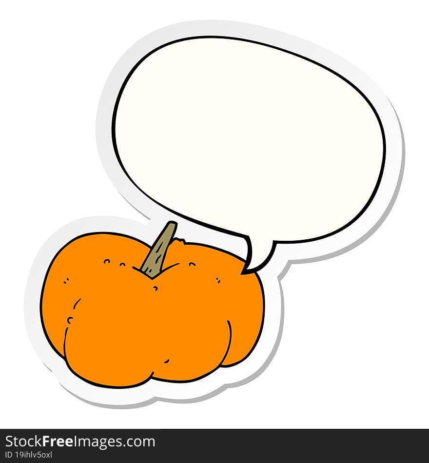 cartoon pumpkin squash with speech bubble sticker