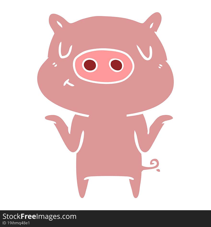 Flat Color Style Cartoon Content Pig