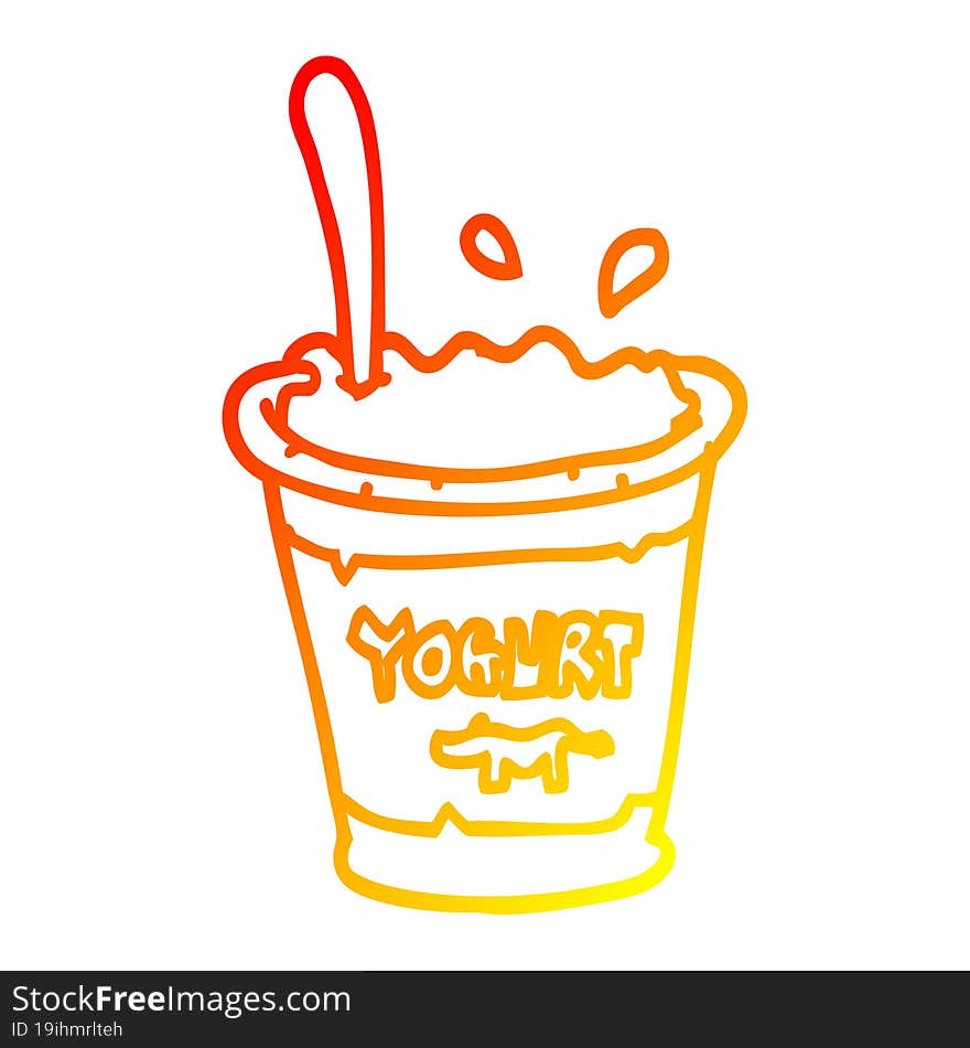 warm gradient line drawing cartoon yogurt