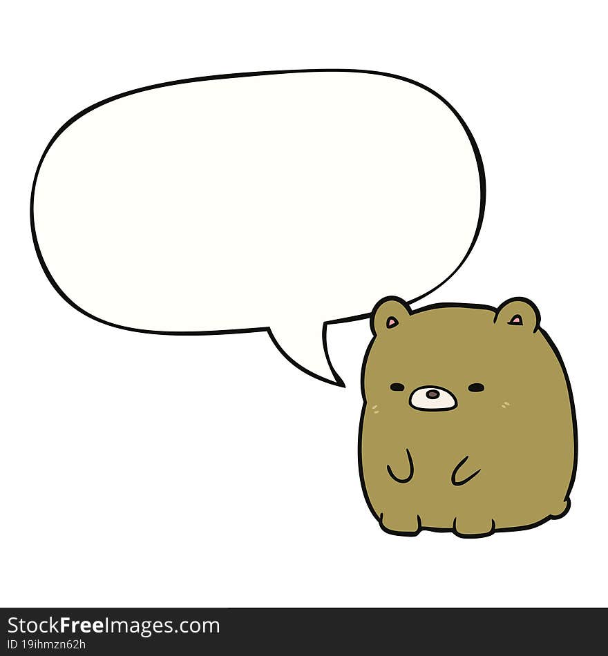 cute cartoon sad bear and speech bubble