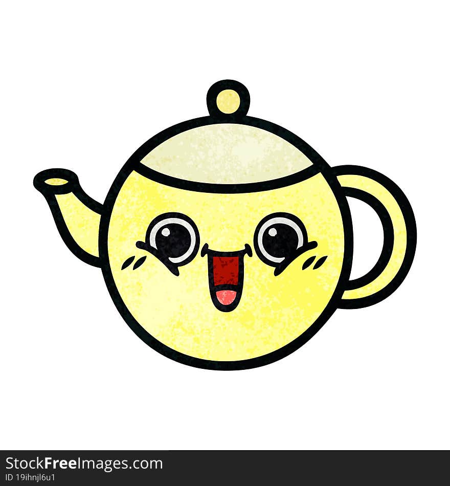 retro grunge texture cartoon tea pot