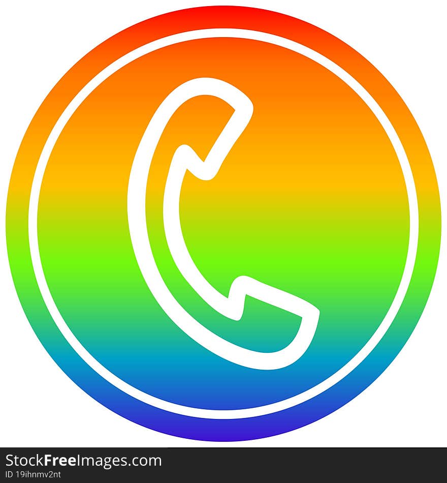 Telephone Handset Circular In Rainbow Spectrum