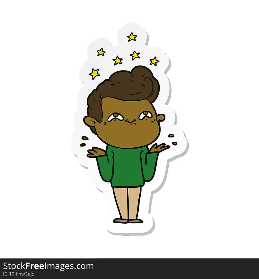 sticker of a excited man cartoon