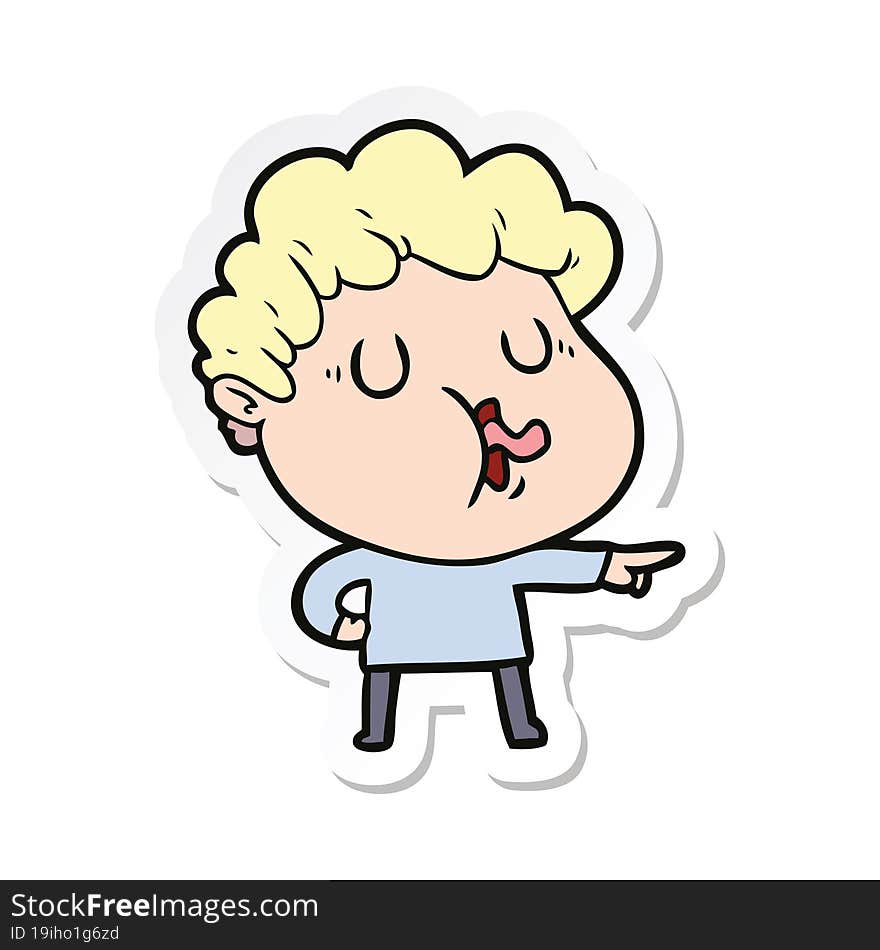 Sticker Of A Cartoon Man Pulling Face