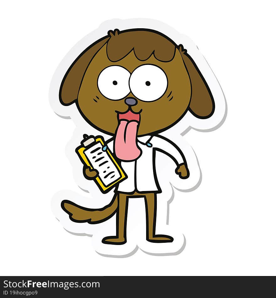 sticker of a cute cartoon dog wearing office shirt