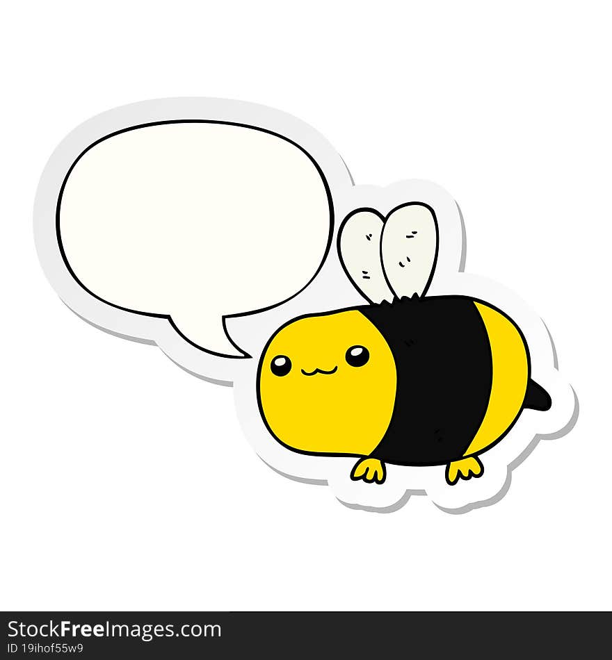 cartoon bee and speech bubble sticker