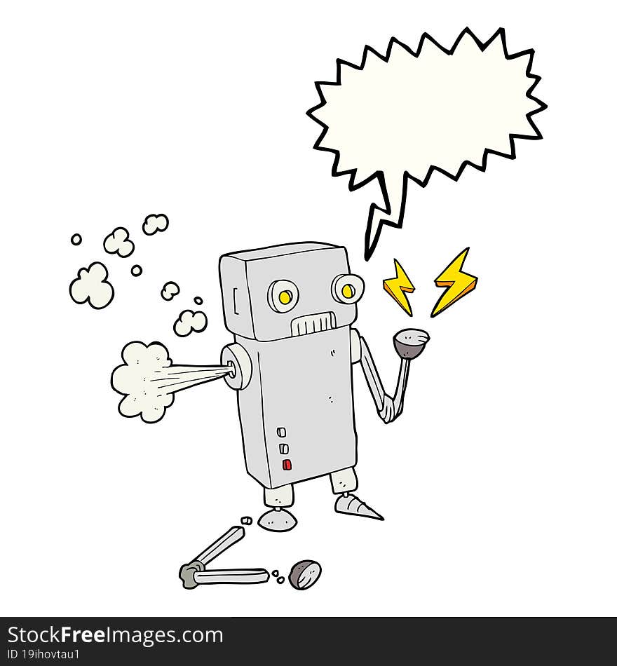 speech bubble cartoon broken robot