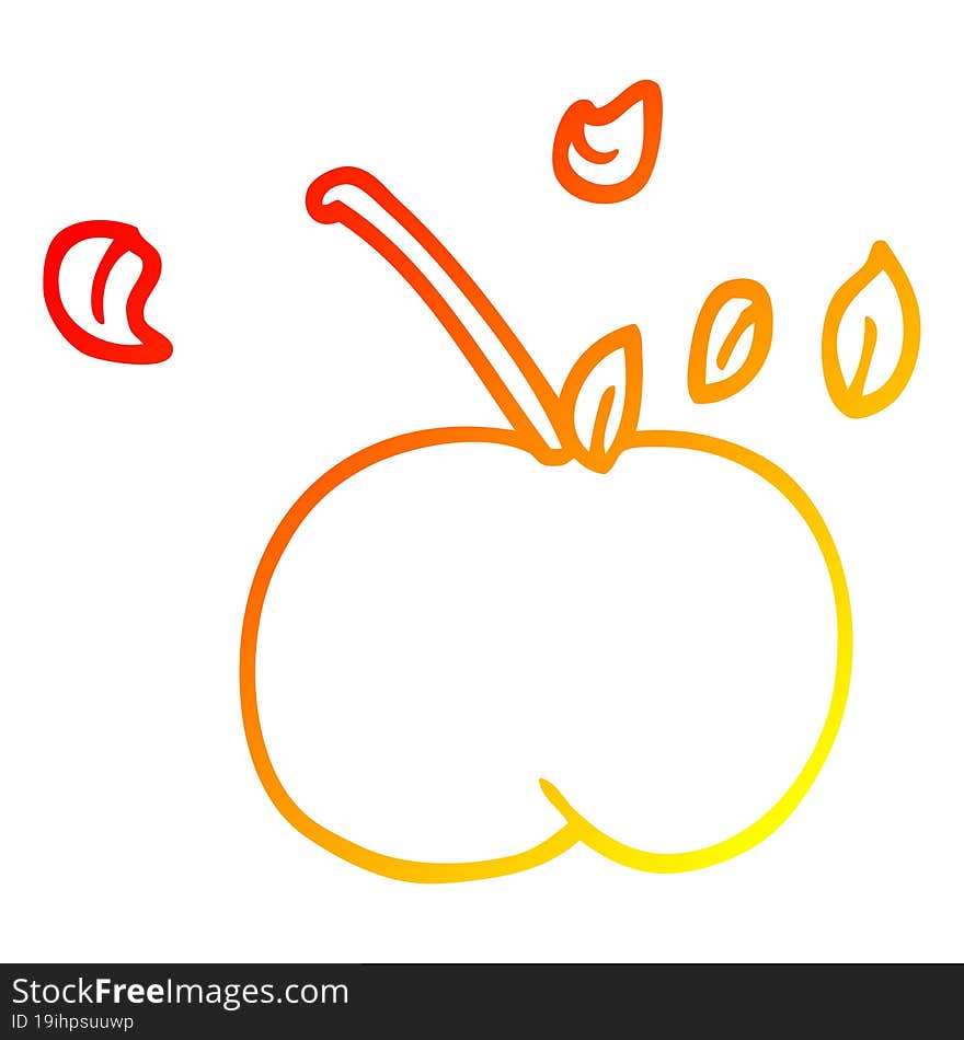 Warm Gradient Line Drawing Cartoon Juicy Apple