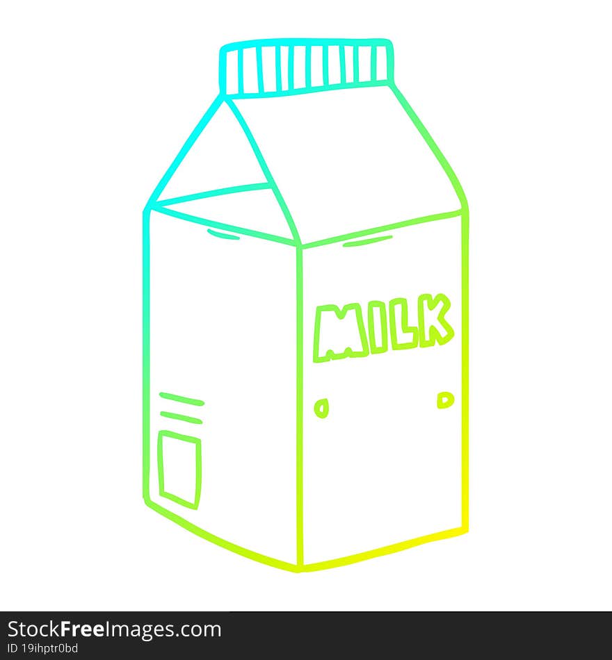 cold gradient line drawing cartoon milk carton