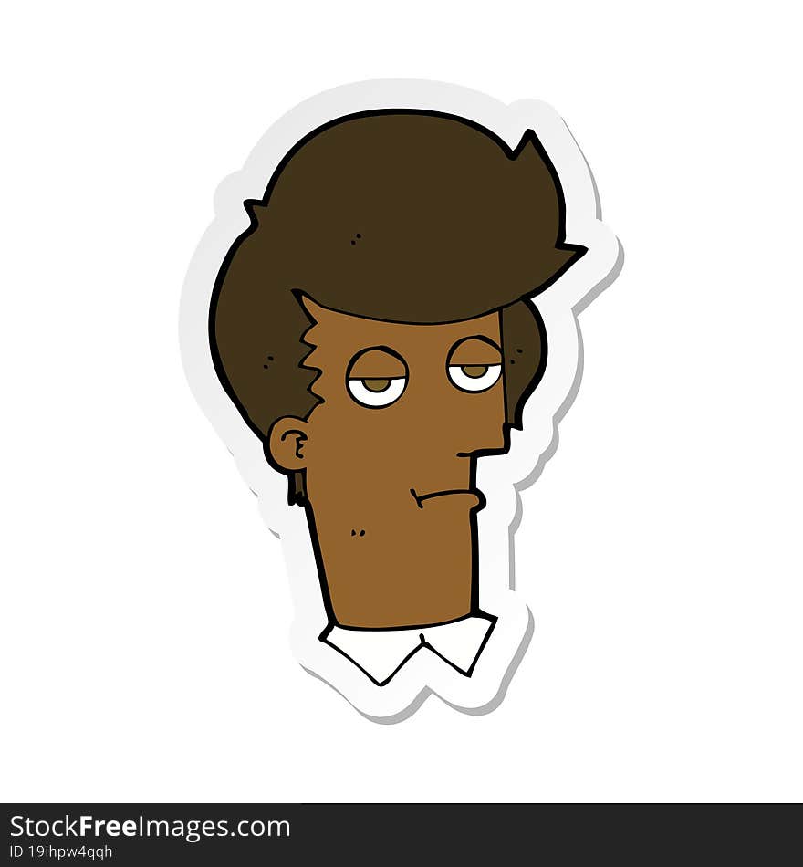 sticker of a cartoon bored man