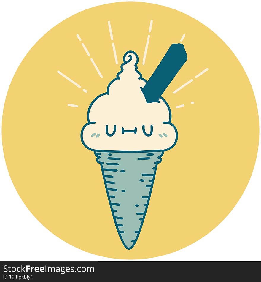 icon of tattoo style ice cream character