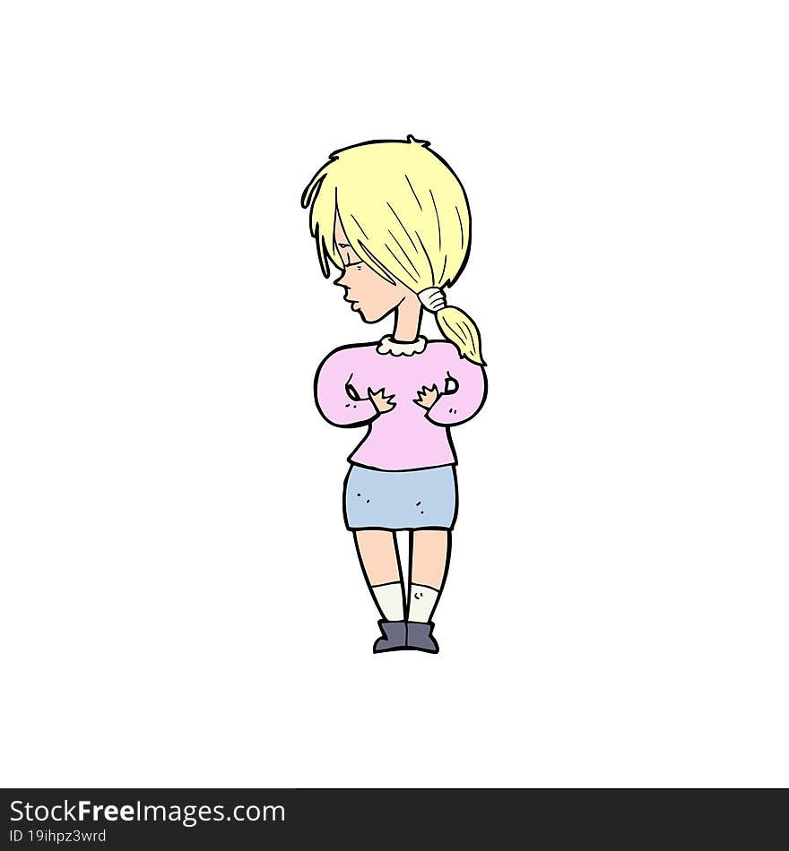 Cartoon Shy Woman