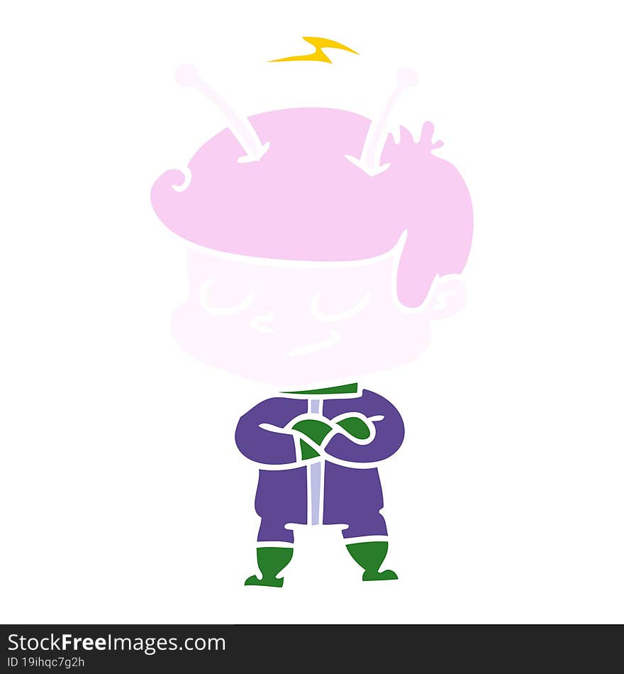 Friendly Flat Color Style Cartoon Spaceman