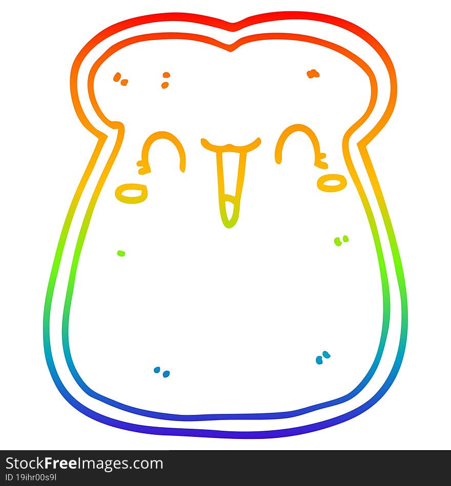 rainbow gradient line drawing cute cartoon slice of toast