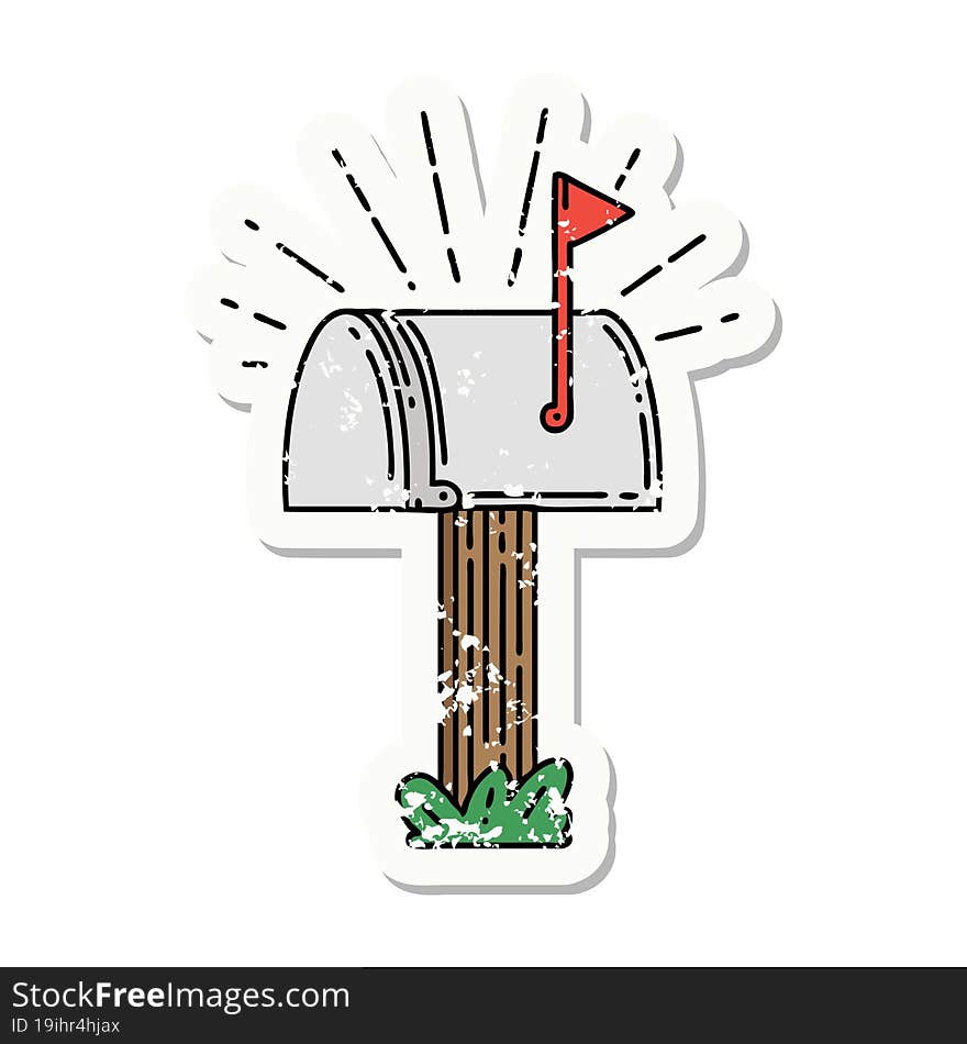 Grunge Sticker Of Tattoo Style Closed Mailbox