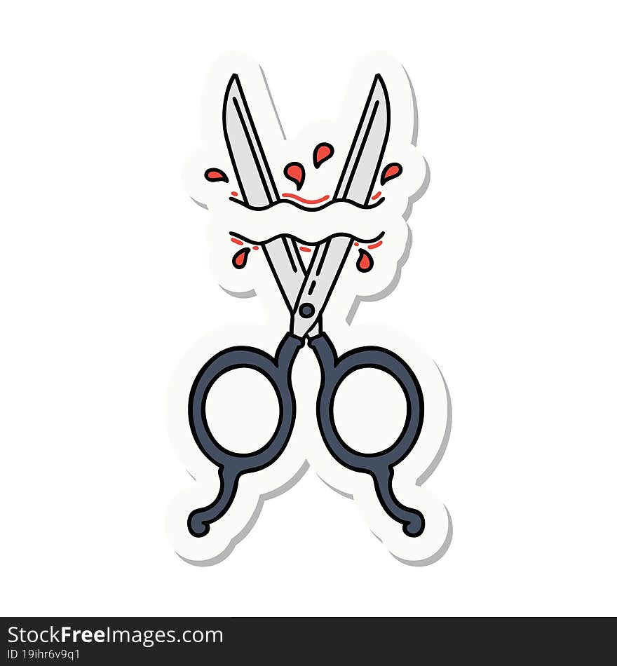 tattoo style sticker of barber scissors