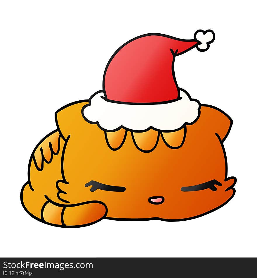 hand drawn christmas gradient cartoon of kawaii cat