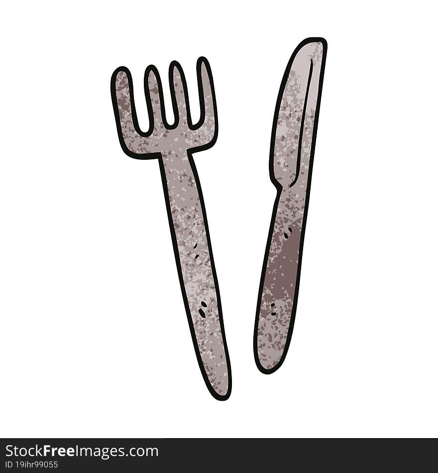 Cartoon Doodle Knife And Fork