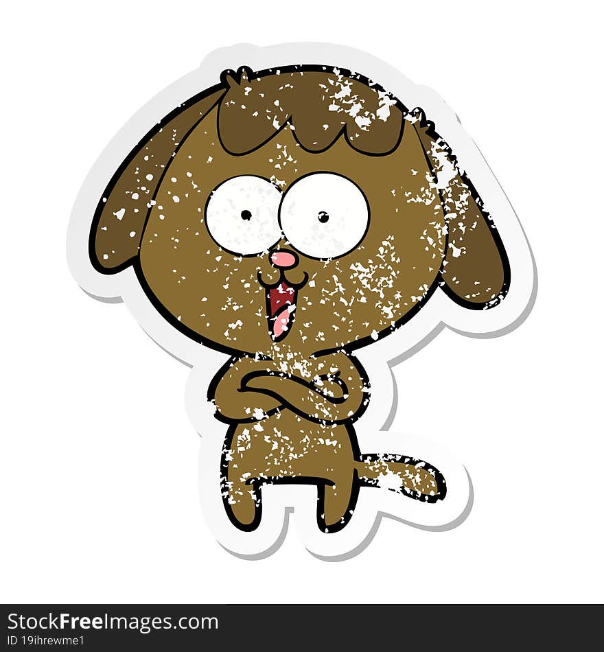 distressed sticker of a cute cartoon dog