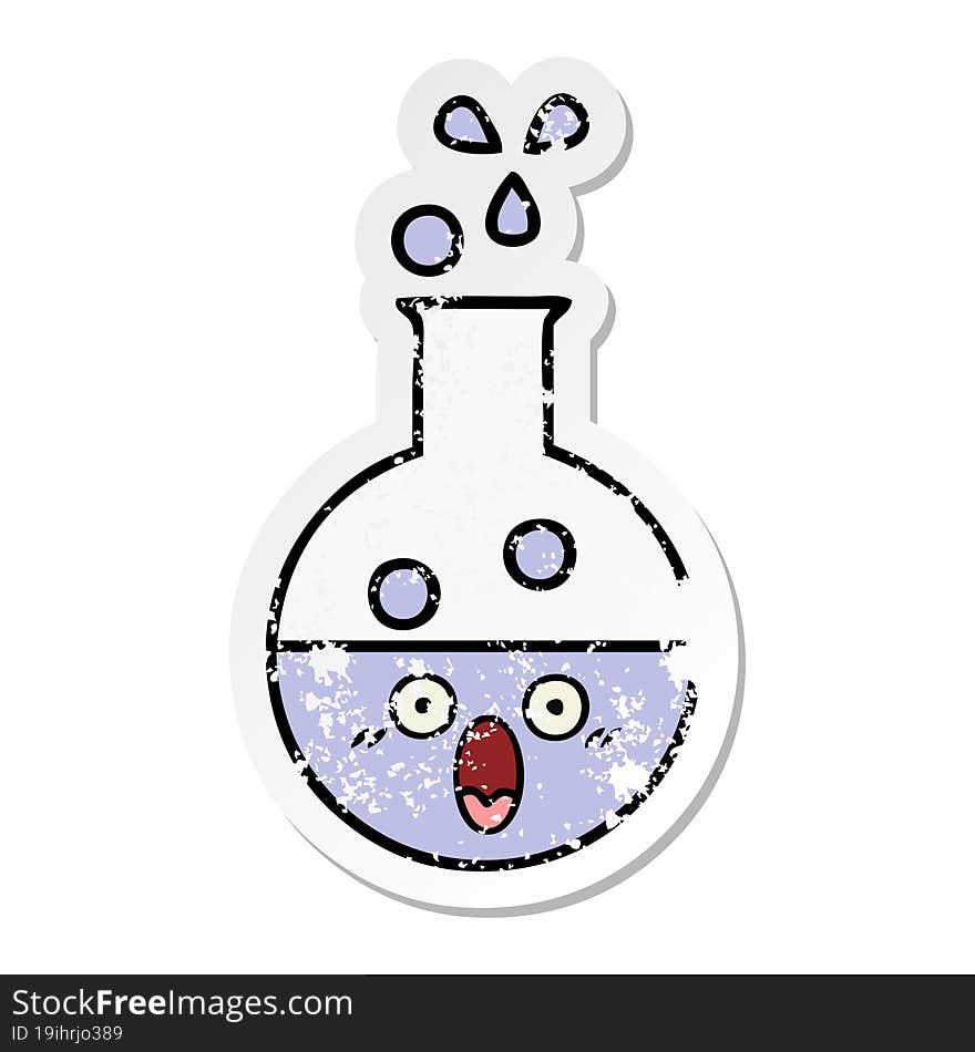 Distressed Sticker Of A Cute Cartoon Test Tube