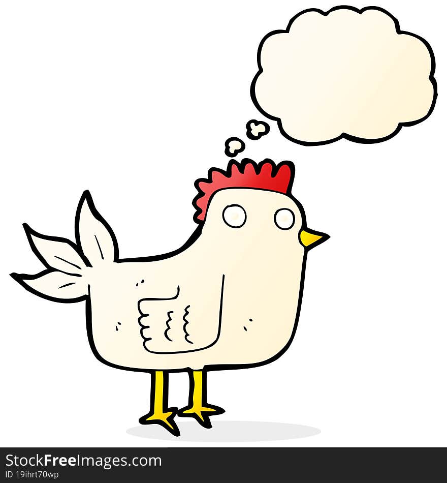 cartoon hen with thought bubble