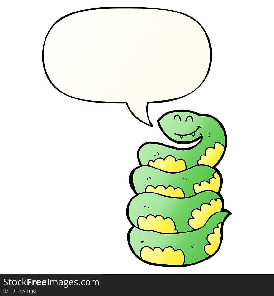 cartoon snake and speech bubble in smooth gradient style