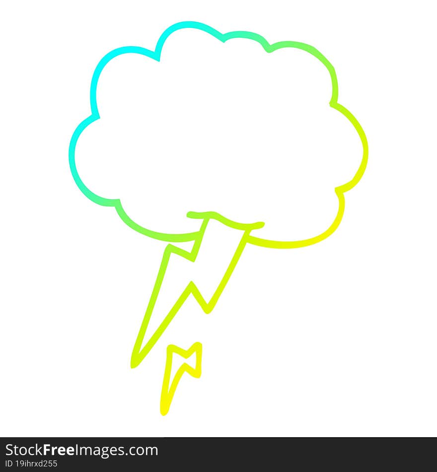 Cold Gradient Line Drawing Cartoon Thunder And Lightening