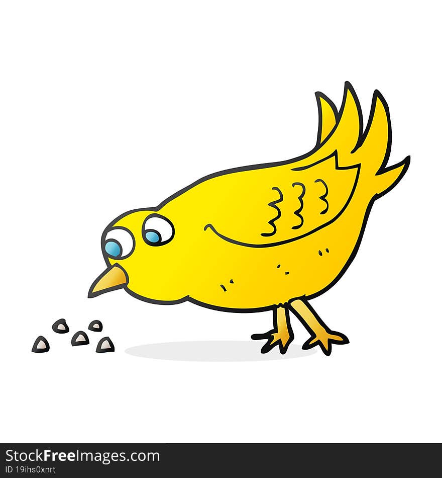 cartoon bird pecking seeds