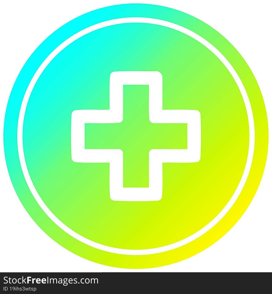 addition symbol circular in cold gradient spectrum