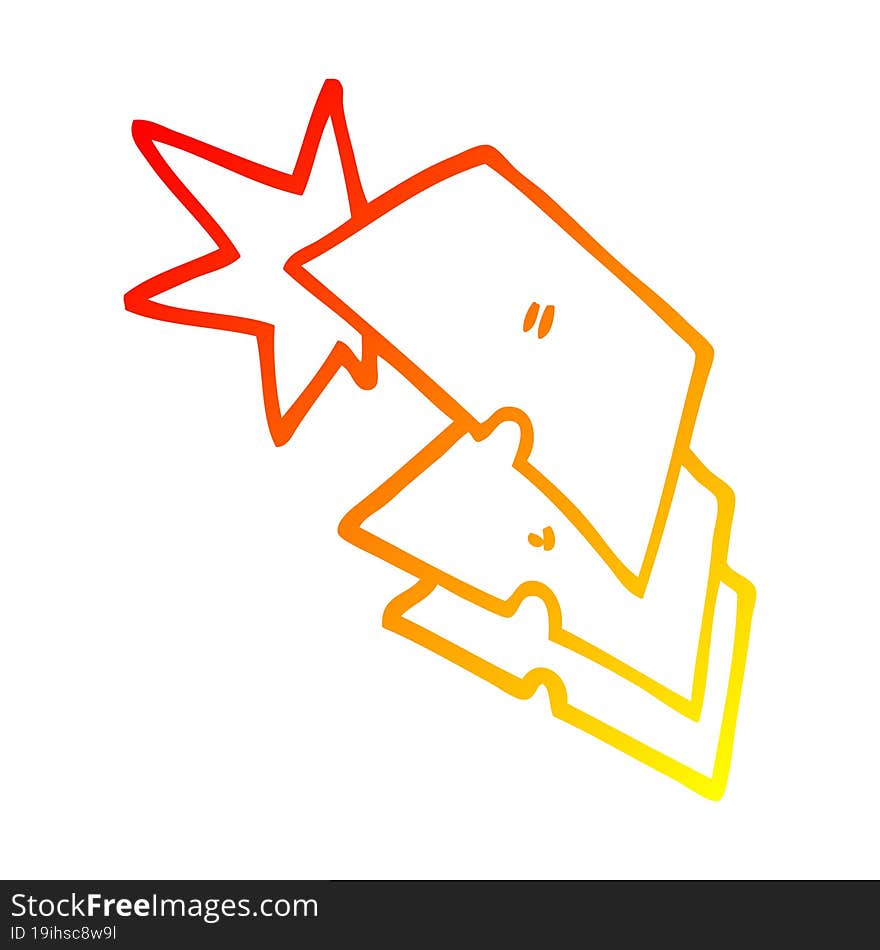 warm gradient line drawing of a cartoon shiny razorblades