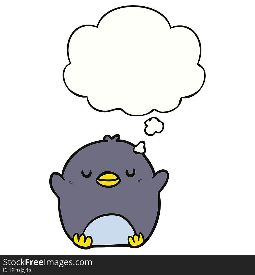 cartoon penguin with thought bubble. cartoon penguin with thought bubble