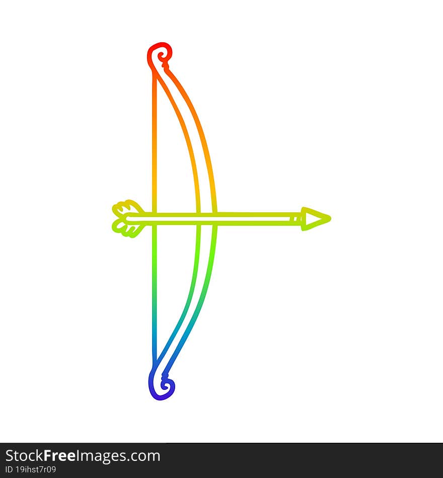 rainbow gradient line drawing cartoon bow and arrow