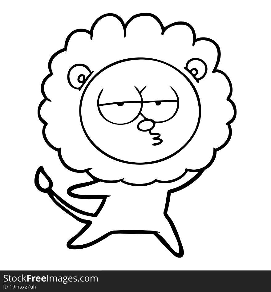 cartoon bored lion. cartoon bored lion