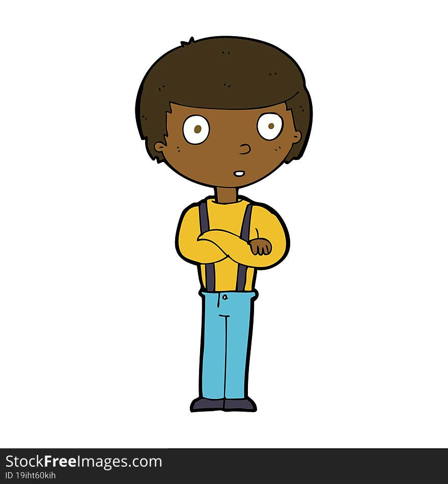 Cartoon Staring Boy With Folded Arms