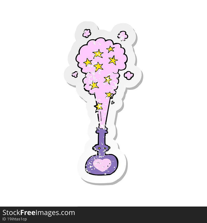 retro distressed sticker of a cartoon magic potion